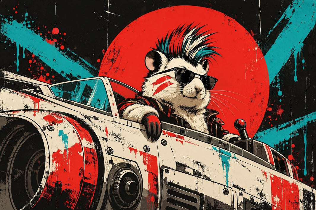 Punk Hamster In Sci Fi Cockpit Wallpaper Street Art Wall Mural pattern artwork