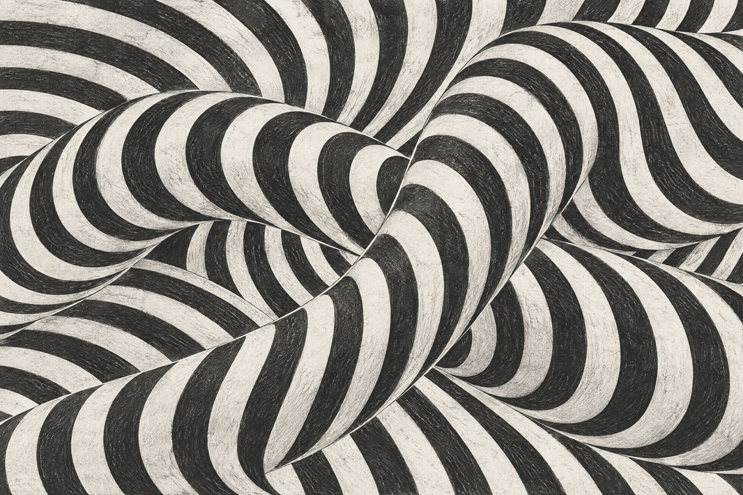 Curved Ribbon Stripes Wallpaper Optical Illusion Wall Mural pattern artwork