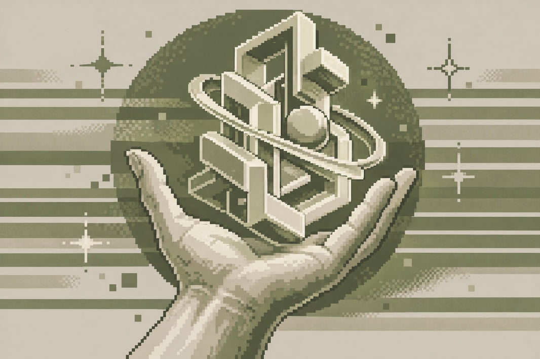 Geometric Hand Illustration Wallpaper Muted Green Retro Wall Mural pattern artwork
