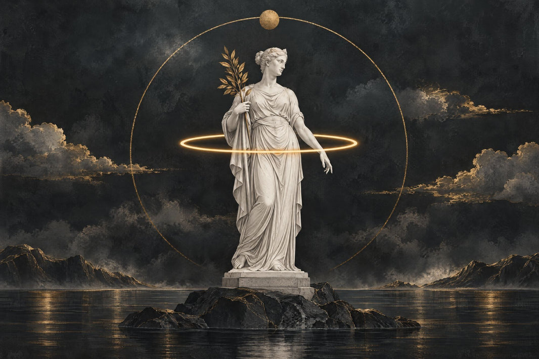 Classical Statue Wallpaper Gold Halo Wall Mural pattern artwork