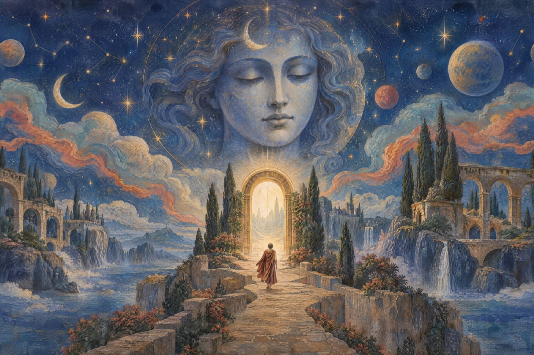 Celestial Woman Face Wallpaper Starry Night Wall Mural pattern artwork
