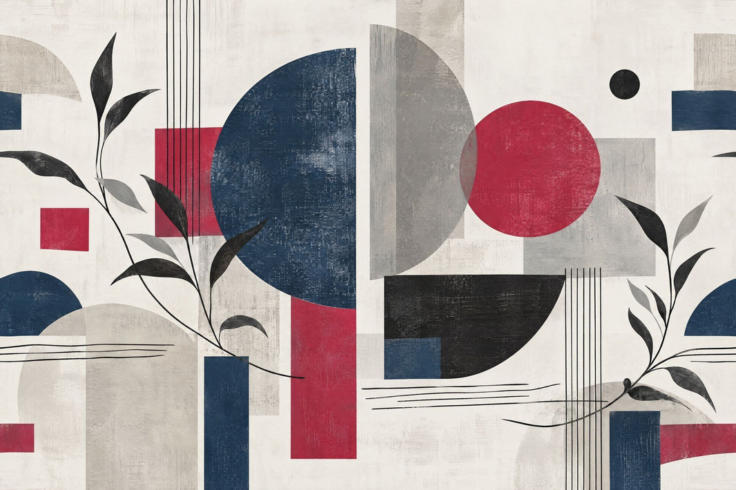 Abstract Geometric Circles Wallpaper Mid Century Modern Wall Mural pattern artwork