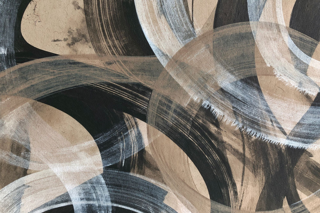 Abstract Arc Brushstroke Wallpaper Charcoal Taupe Wall Mural pattern artwork