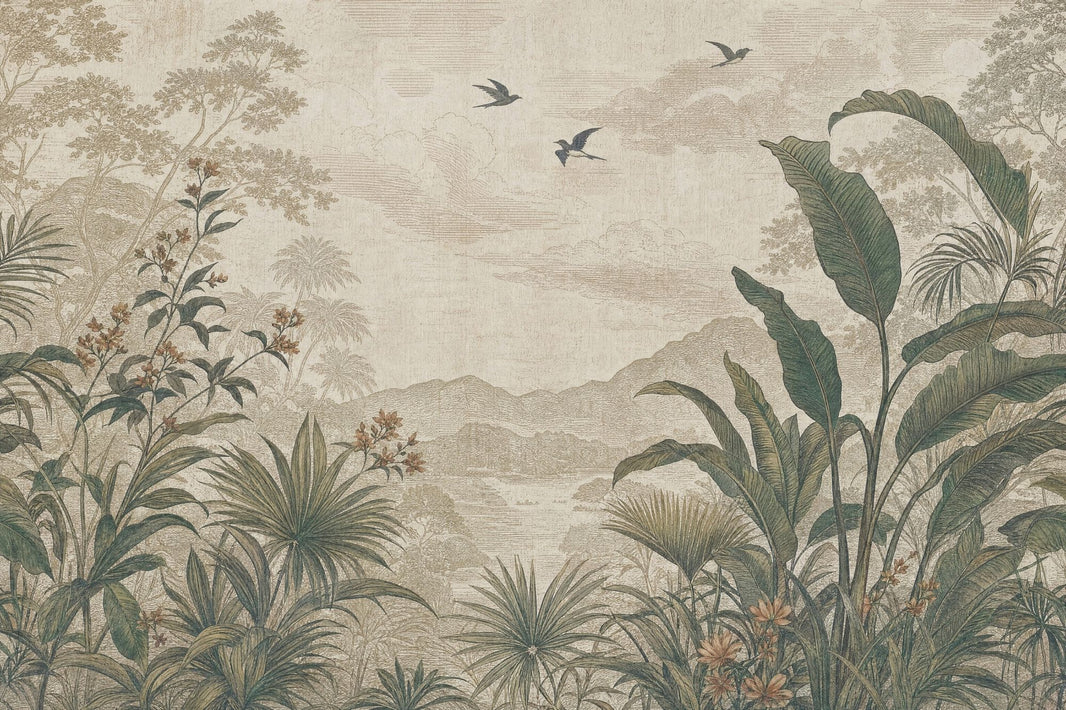 Vintage Tropical Wallpaper Tropical Tropical Removable Wall Decor pattern artwork