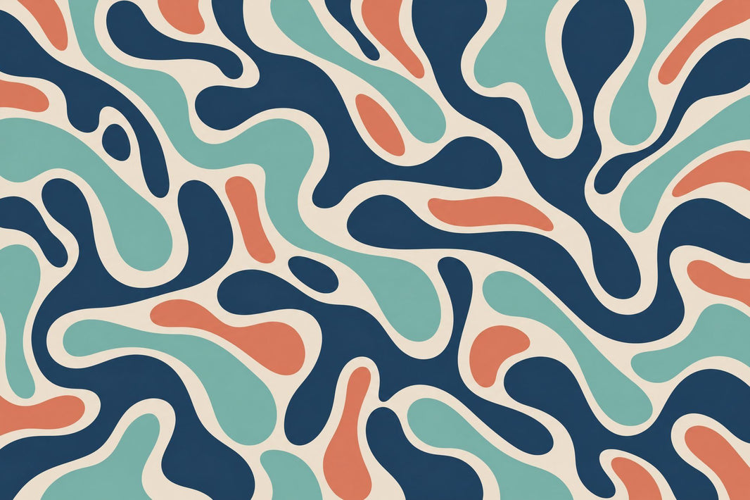 Abstract Ribbon Shapes Wallpaper Mid Century Modern Wall Mural pattern artwork
