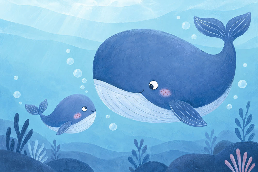 Watercolor Whale Wallpaper Underwater Nursery Wall Mural pattern artwork