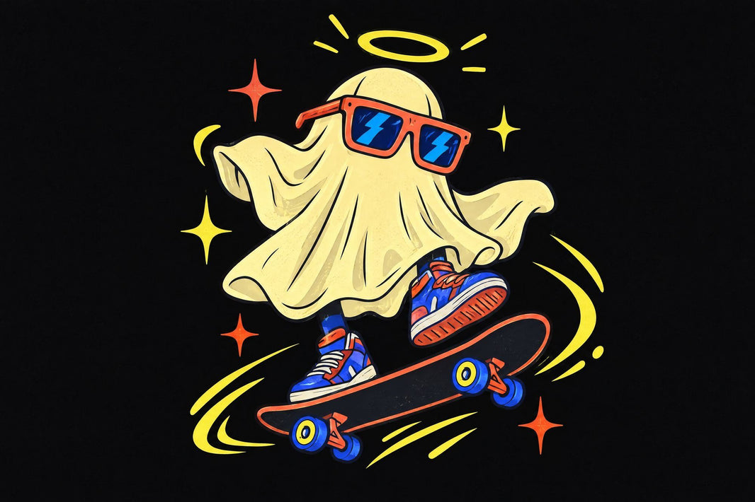Skateboarding Cartoon Ghost Wallpaper Street Art Wall Mural pattern artwork