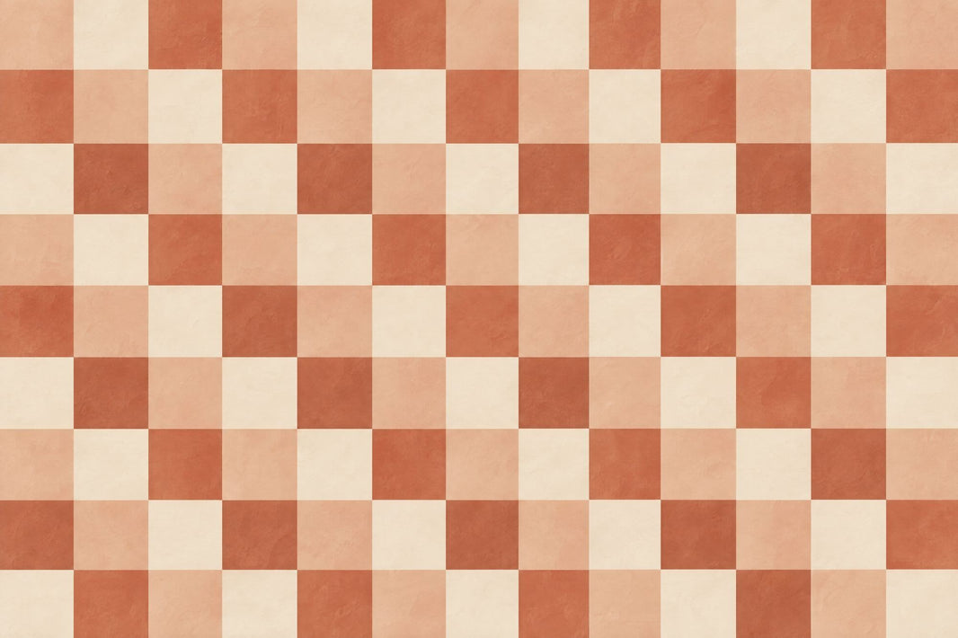 Terracotta Checkerboard Wallpaper Textured Mediterranean Wall Mural pattern artwork