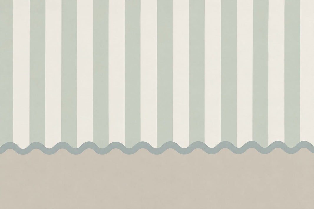Vertical Stripes Wallpaper Scalloped Border Wall Mural pattern artwork