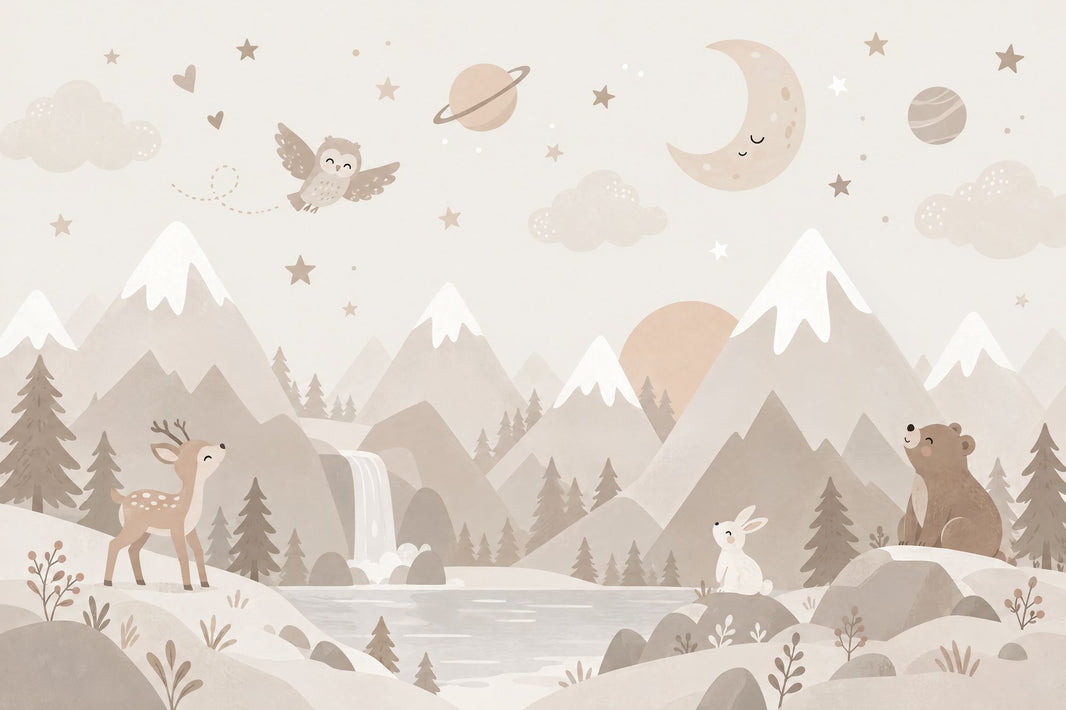 Woodland Animals Wallpaper Scandinavian Nursery Wall Mural pattern artwork