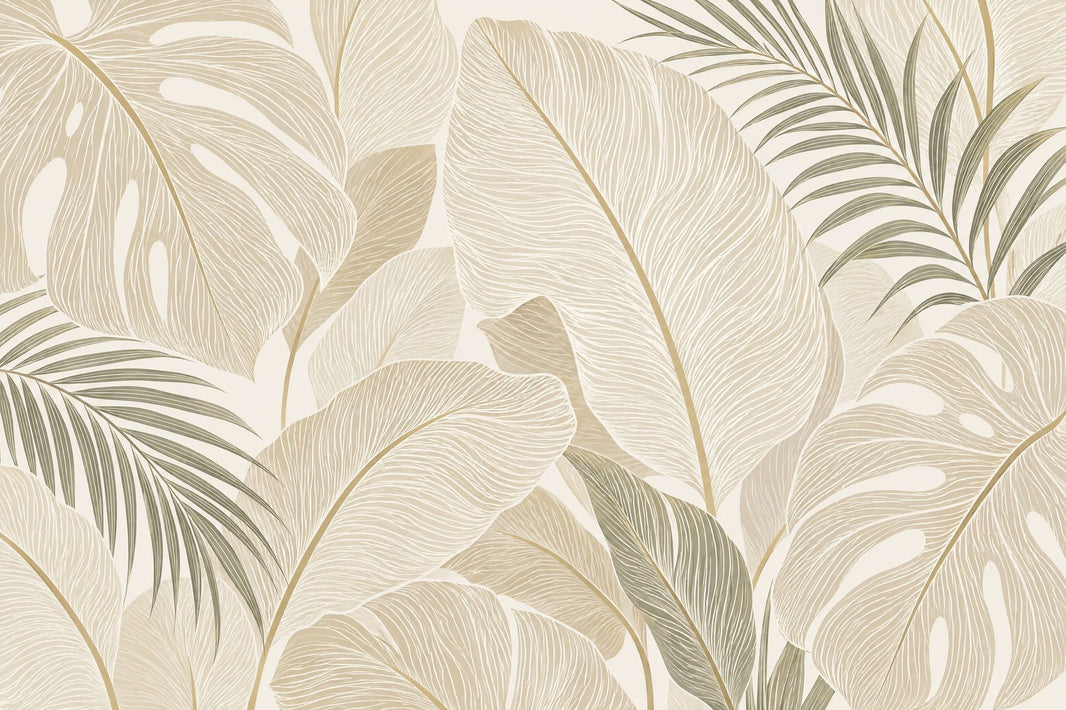Tropical Leaves Wallpaper Neutral Botanical Wall Mural pattern artwork