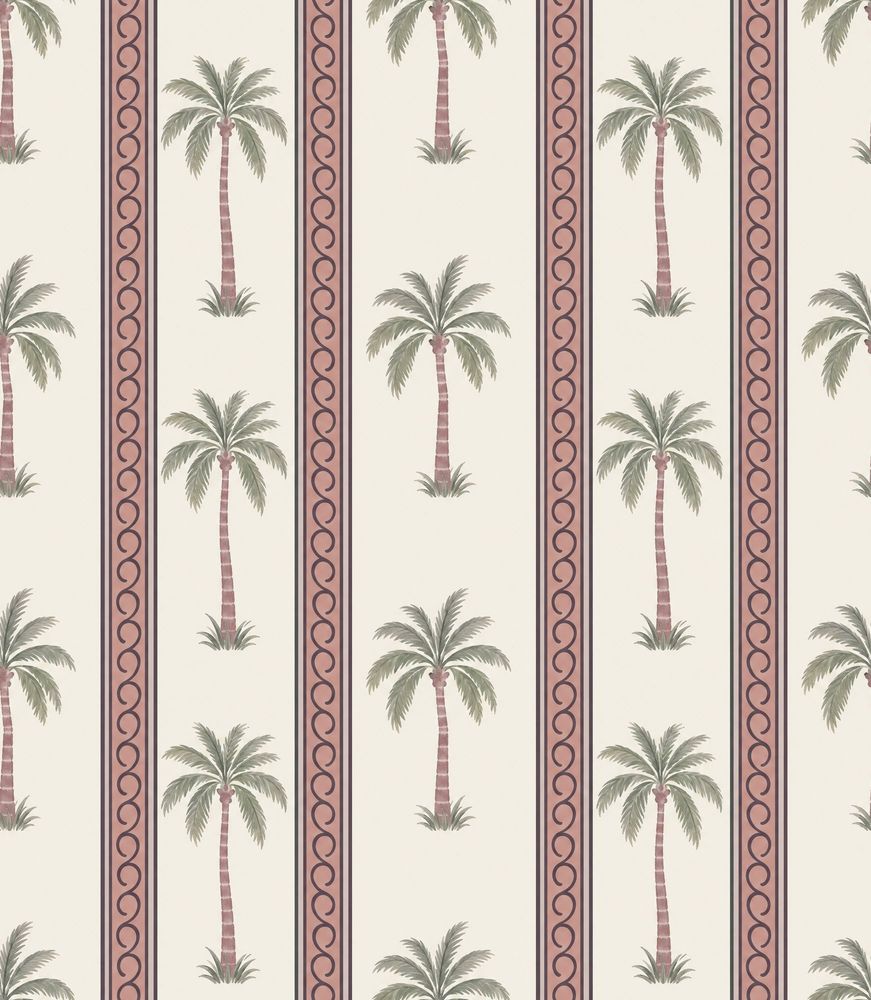 Palm Trees Wallpaper Striped Cream Background pattern artwork