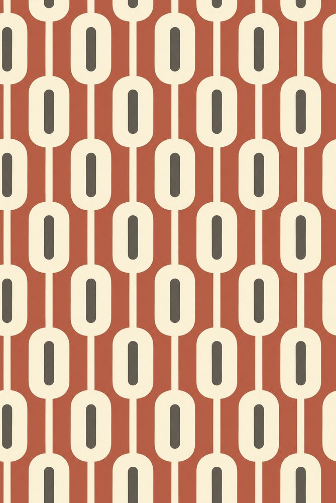 Chain Link Oval Wallpaper Terracotta Mid Century Modern Geometric pattern artwork
