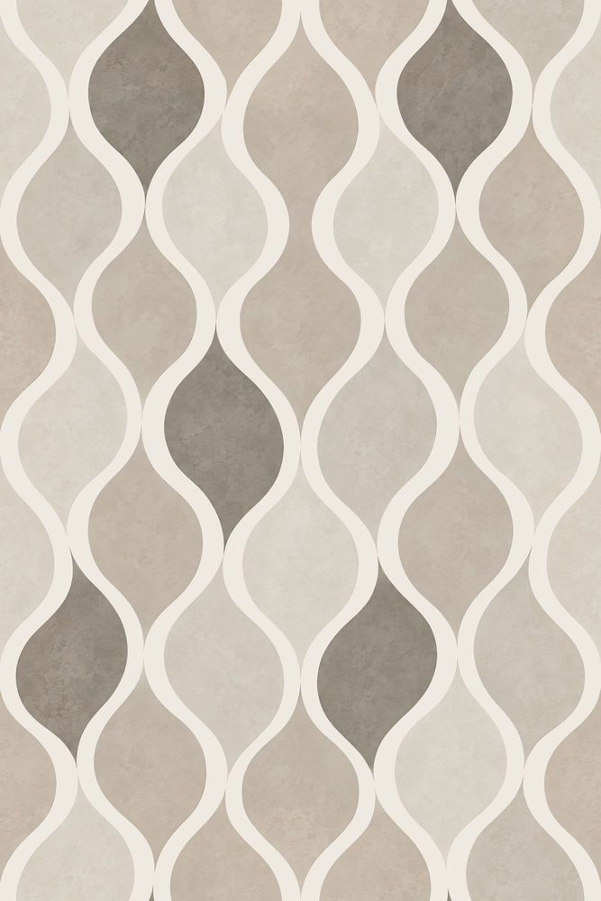 Wavy Lines Wallpaper Neutral Beige Ogee Trellis pattern artwork