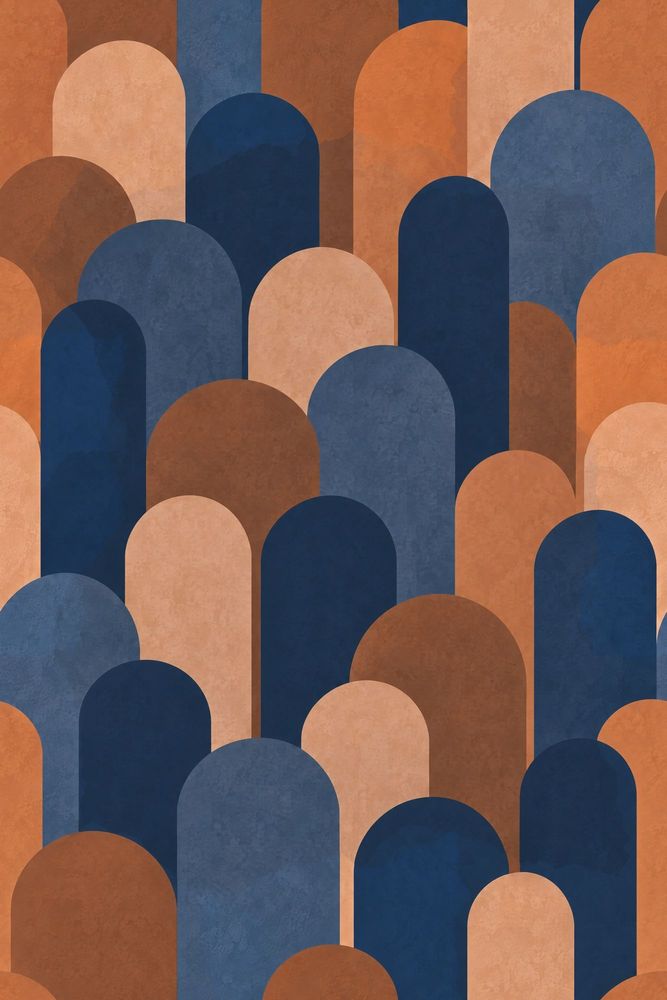 Arched Columns Wallpaper Mid Century Modern Geometric Blocks pattern artwork