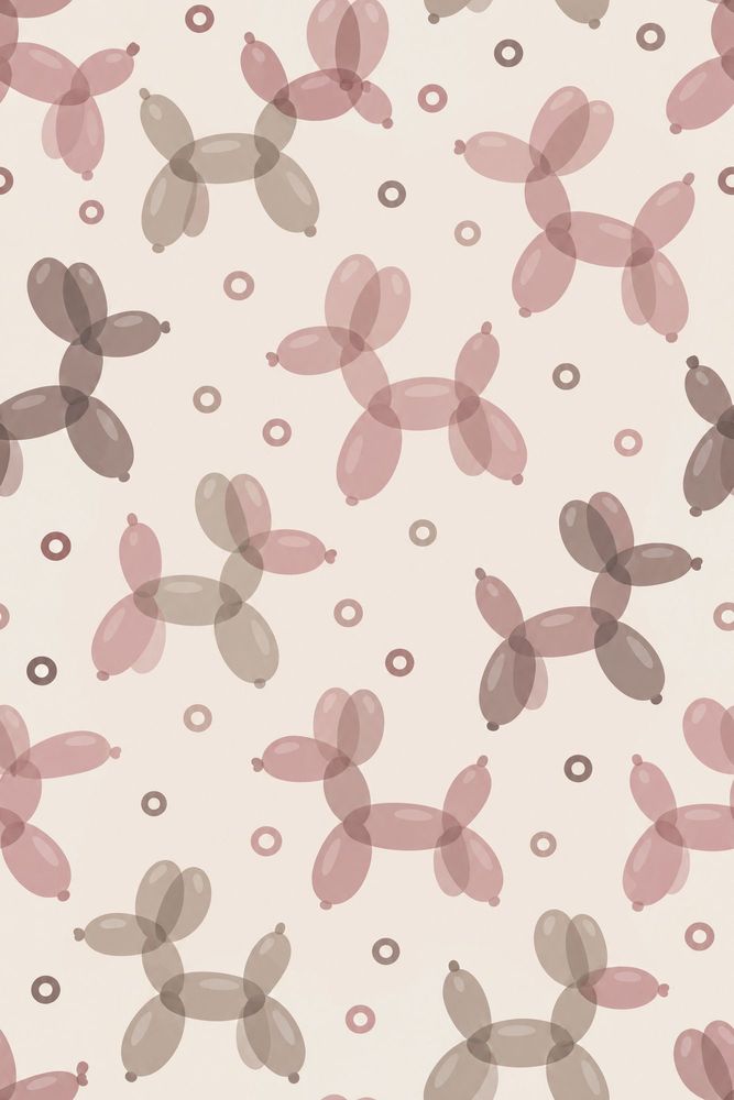 Balloon Dog Wallpaper Pastel Pink Taupe Pattern pattern artwork