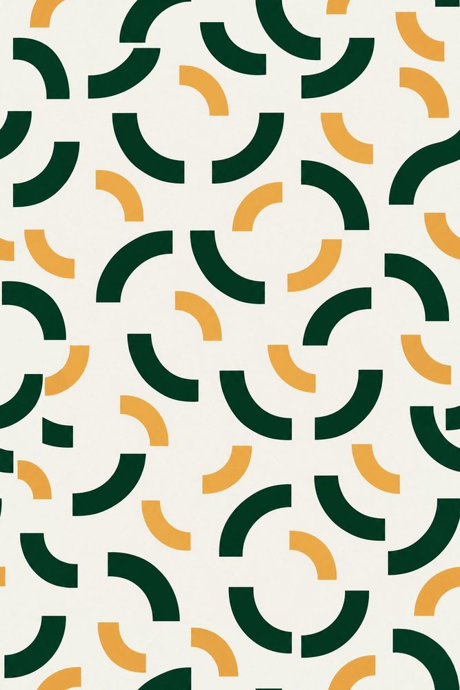 Geometric Arc Wallpaper Dark Green And Mustard On Cream pattern artwork