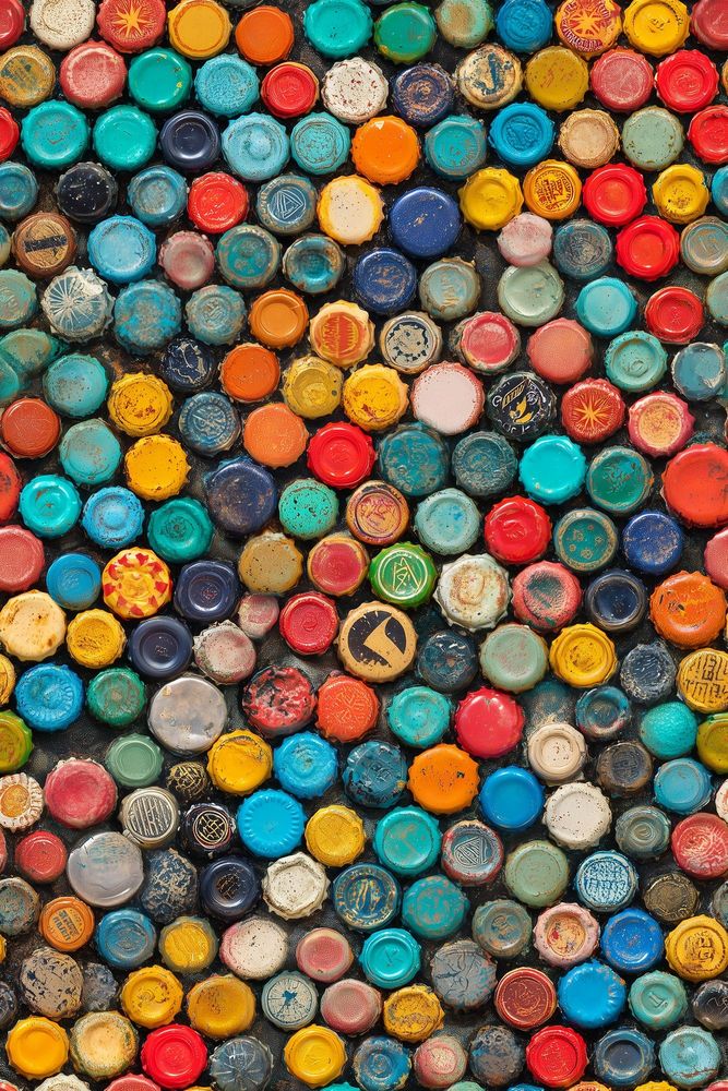Bottle Cap Wallpaper Retro Multicolor Mosaic pattern artwork