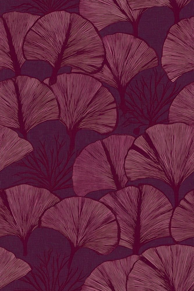 Ginkgo Leaf Wallpaper Purple Background Botanical Silhouette pattern artwork