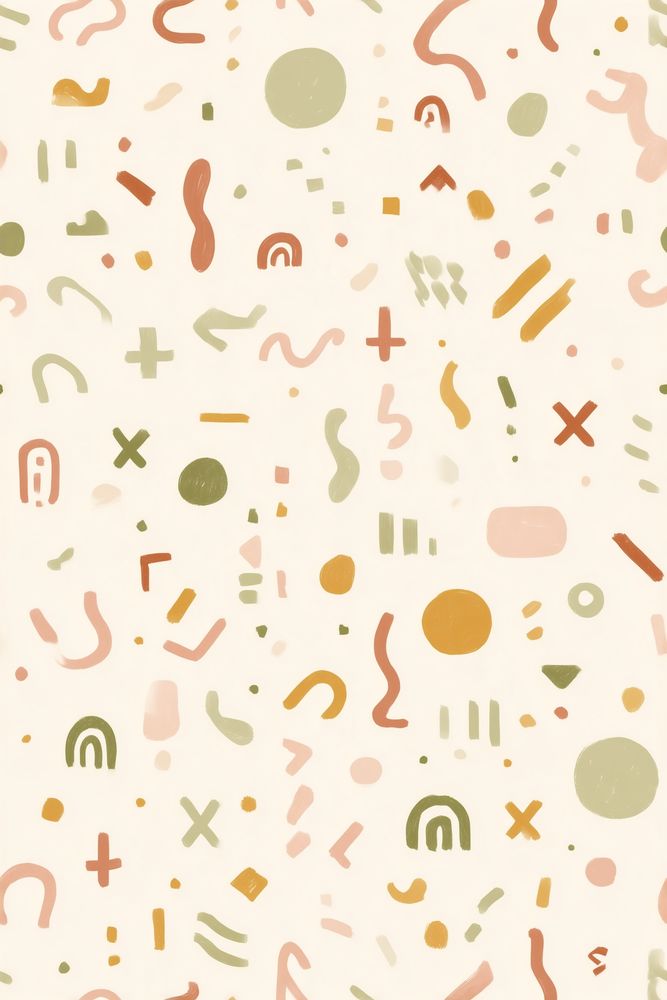 Abstract Doodle Shapes Wallpaper Earth Tone Cream Background pattern artwork