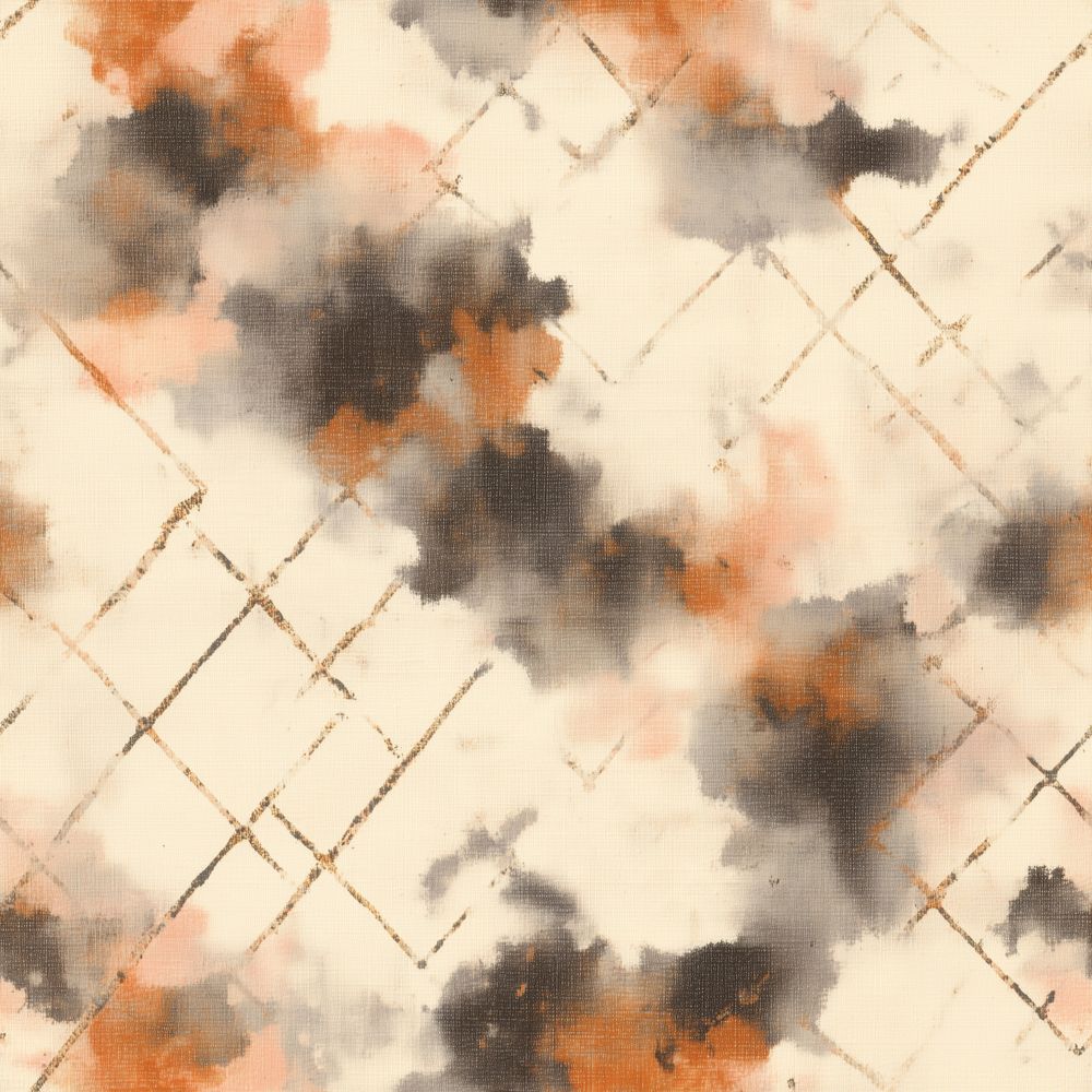 Abstract Trellis Wallpaper Watercolor Diamond Lattice Beige And Burnt Orange pattern artwork