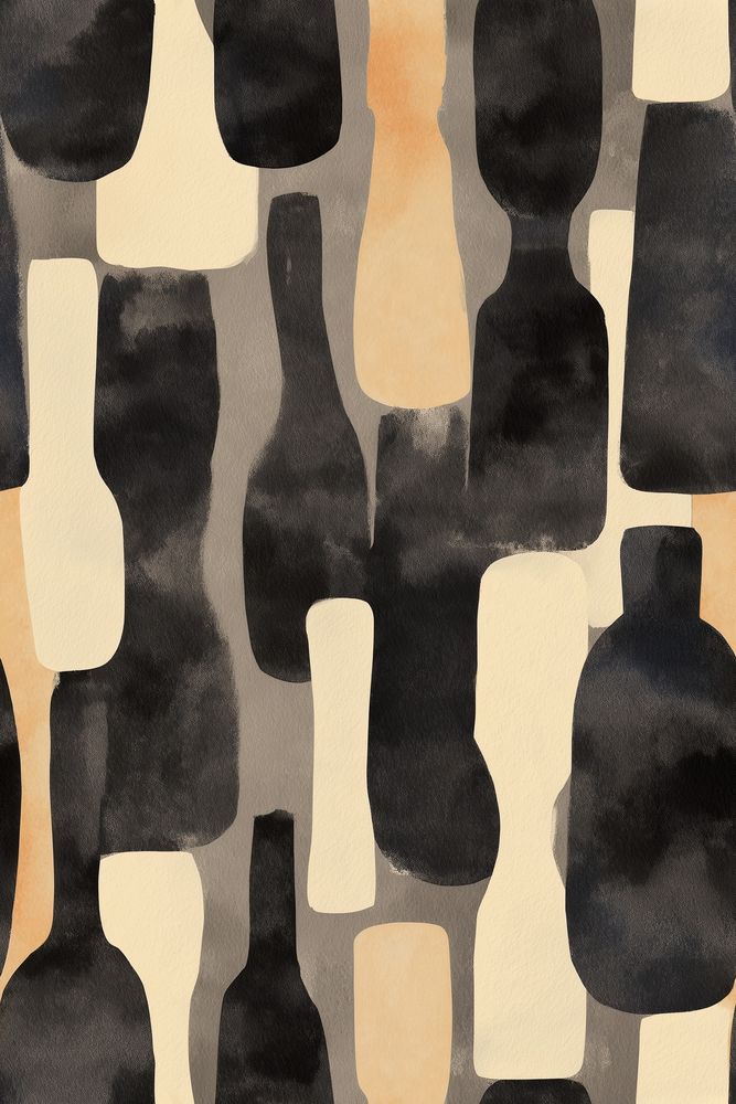 Organic Shapes Wallpaper Black Brushstrokes Charcoal Gray Cream Accents pattern artwork