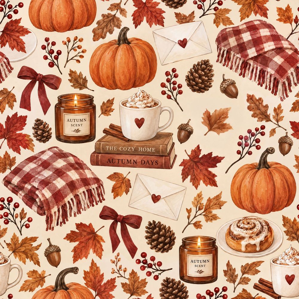 Pumpkins Wallpaper Watercolor Cozy Farmhouse Pattern pattern artwork