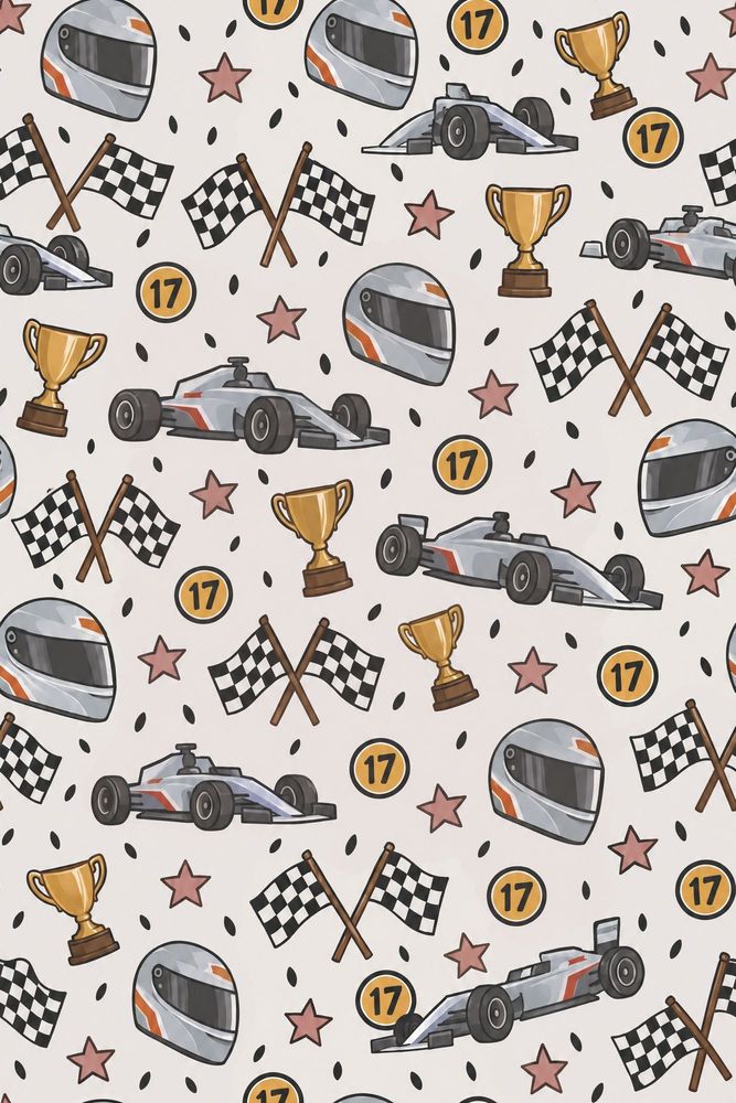 Race Car Wallpaper White Background Kids Pattern pattern artwork