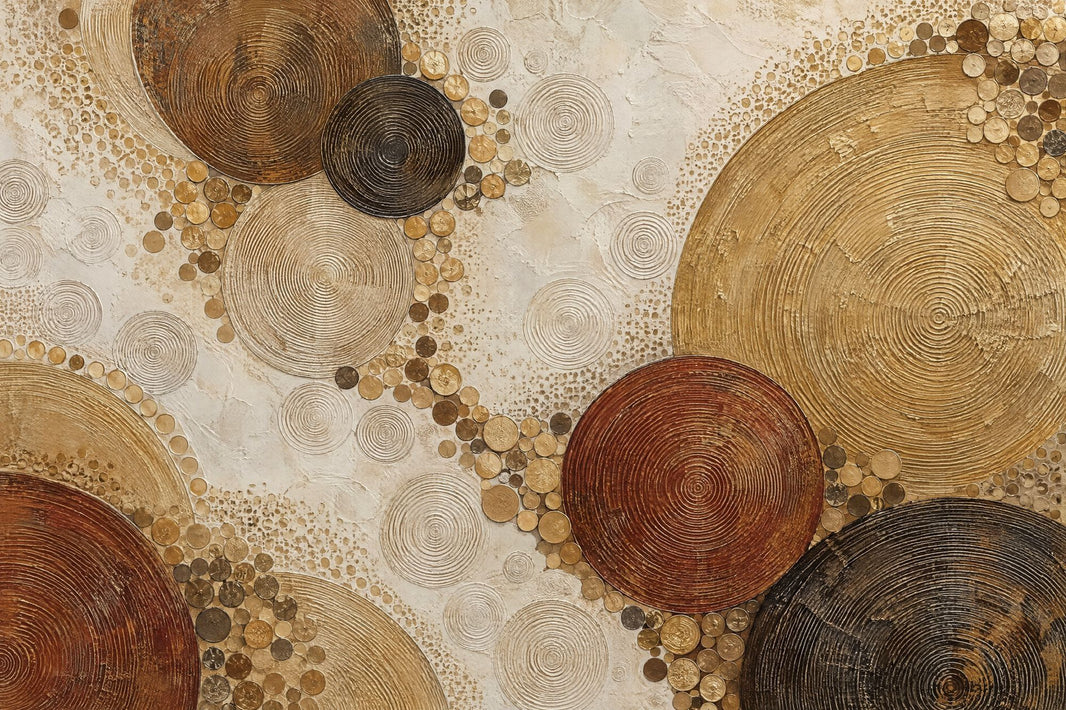 Abstract Concentric Circles Wallpaper Gold Accents Wall Mural pattern artwork