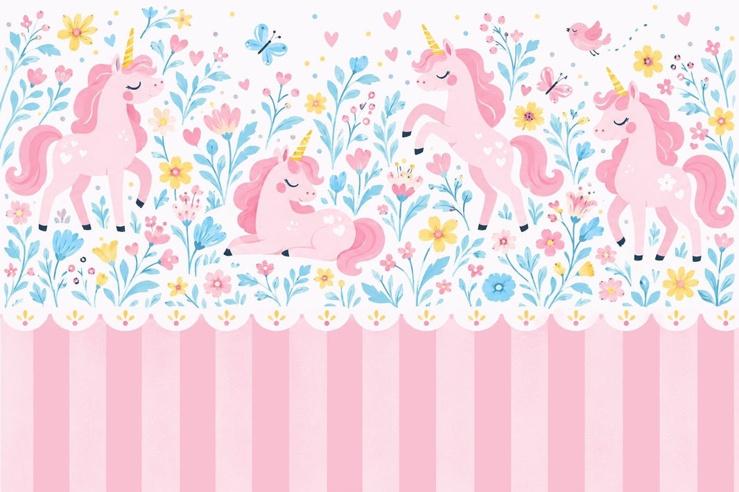 Pink Unicorns Wallpaper Pastel Fairy Tale Wall Mural pattern artwork