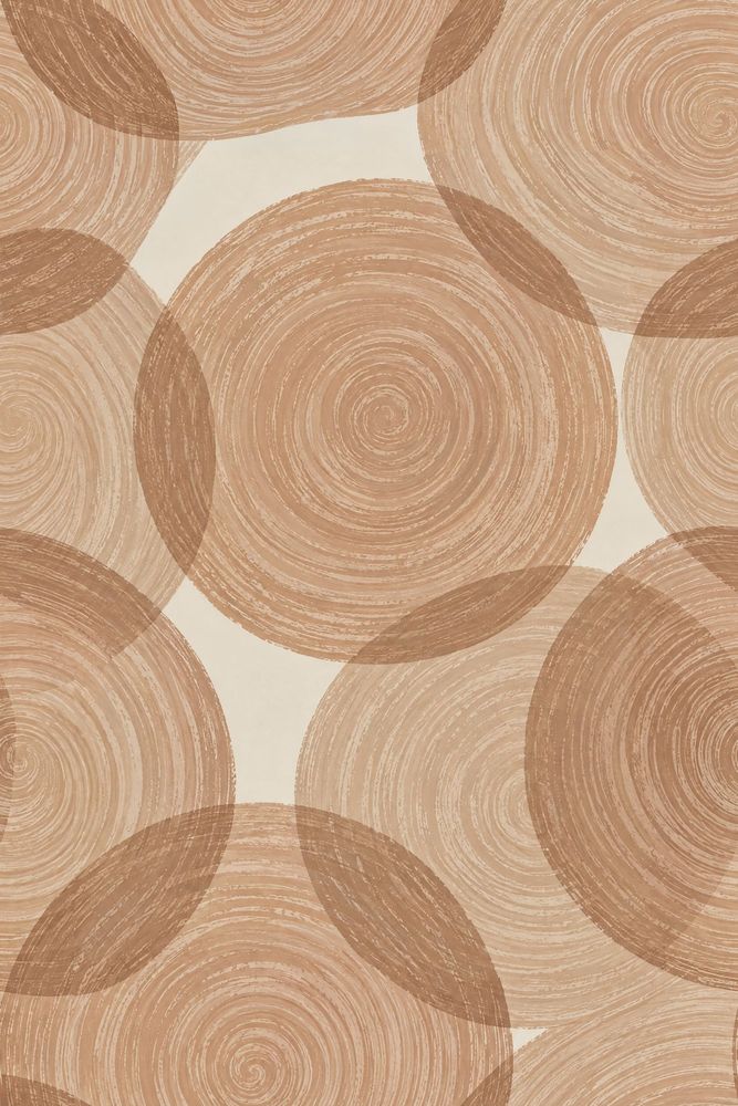 Overlapping Abstract Circles Wallpaper Spiral Brushstroke Beige Tan pattern artwork