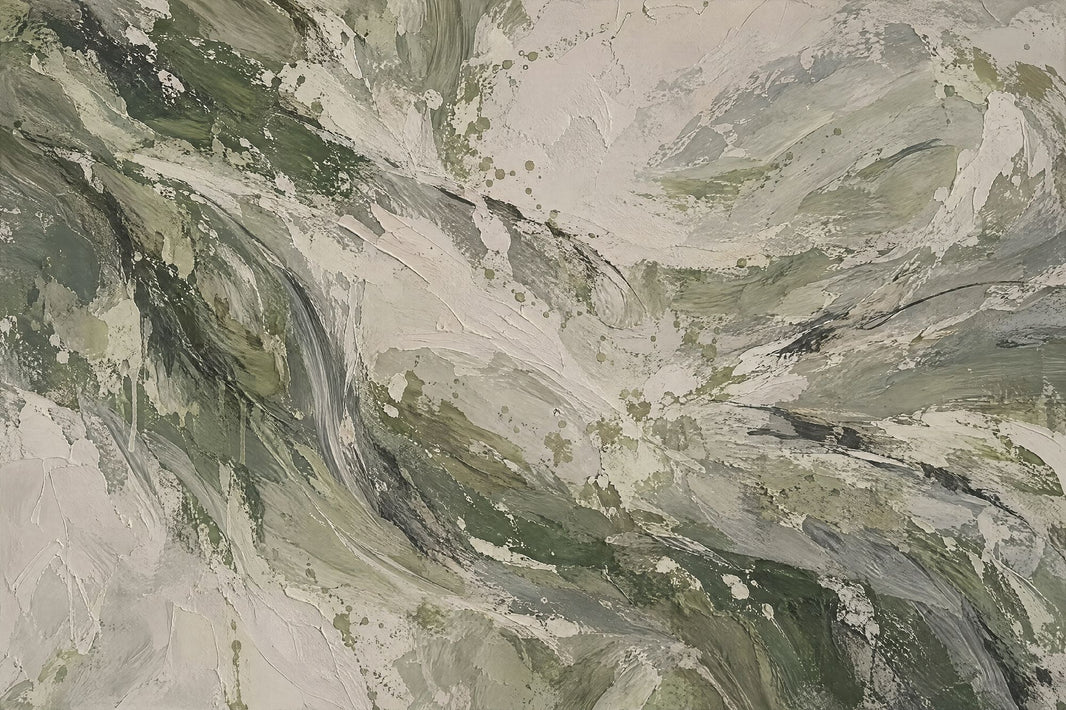 Abstract Botanical Leaves Wallpaper Sage Green Textured Wall Mural pattern artwork