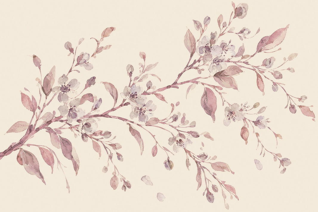 Blossoming Branch Wallpaper Watercolor Botanical Wall Mural pattern artwork
