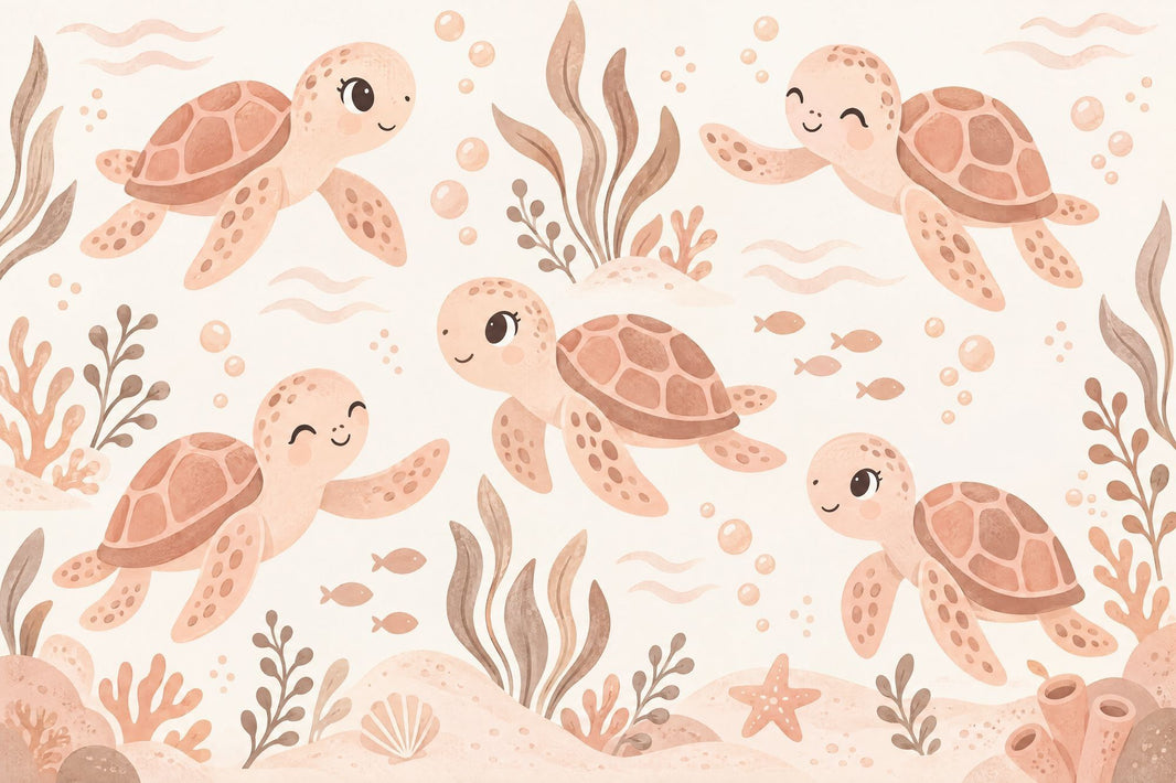 Sea Turtles Wallpaper Pastel Underwater Nursery Wall Mural pattern artwork