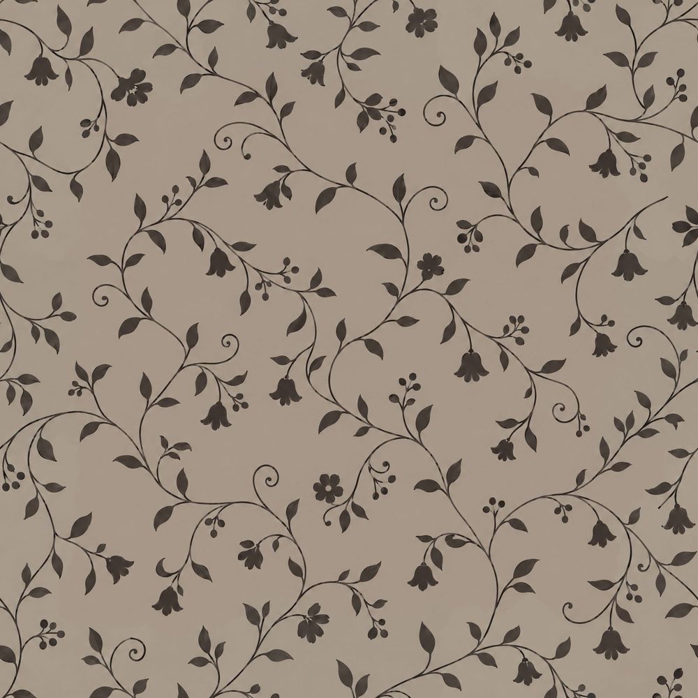 Vine Scroll Floral Wallpaper Dark Beige And Brown Pattern pattern artwork