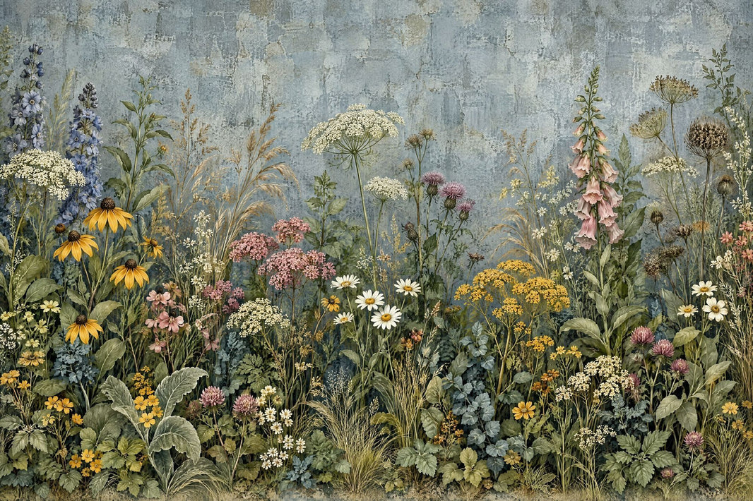Meadow Flowers Wallpaper Vintage Botanical Wall Mural pattern artwork
