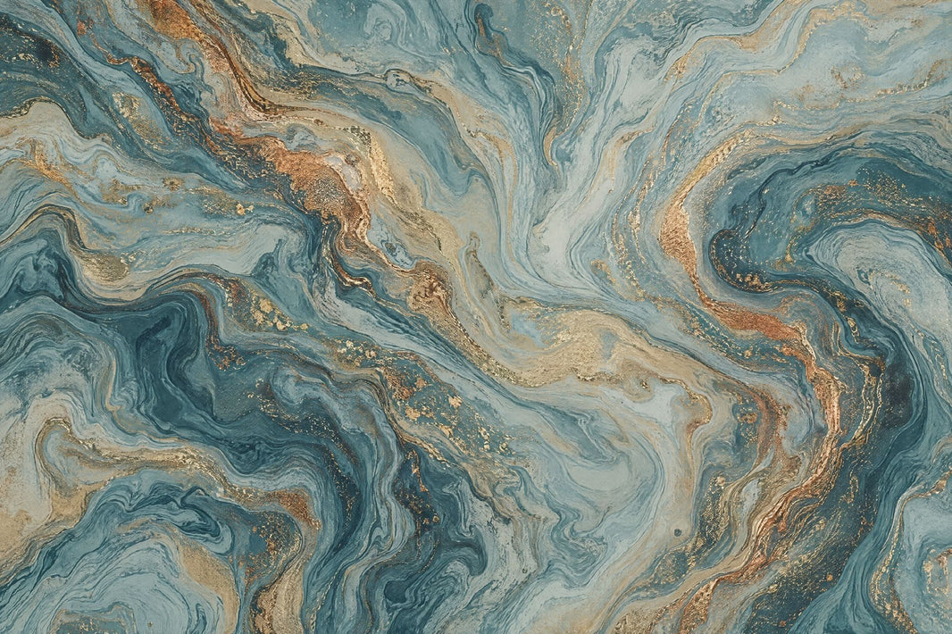 Teal Marble Wallpaper Gold Veining Wall Mural pattern artwork