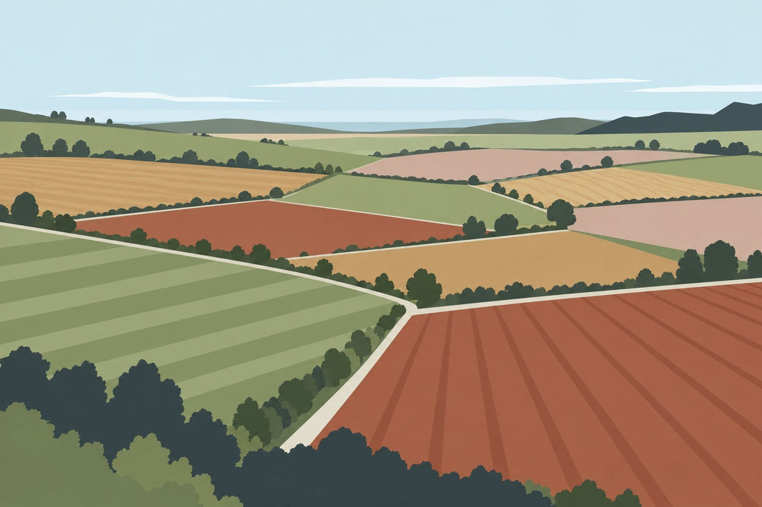 Patchwork Farmland Wallpaper Rolling Hills Wall Mural pattern artwork