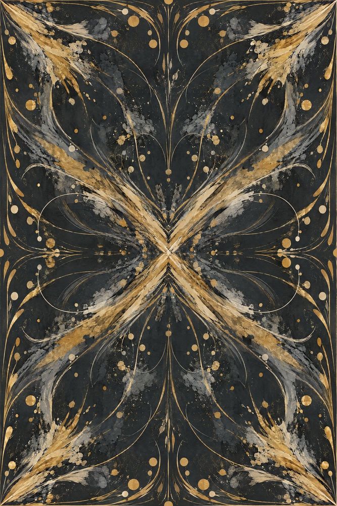 Gold Feather Brushstroke Wallpaper Dark Black Background pattern artwork