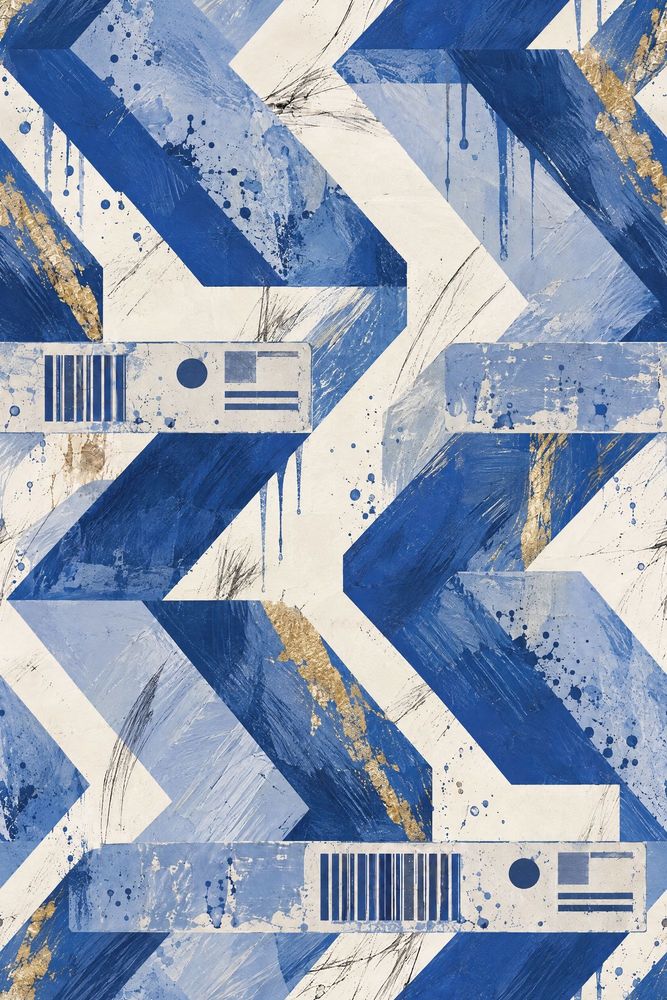 Chevron Zigzag Wallpaper Blue Gold Abstract Pattern pattern artwork