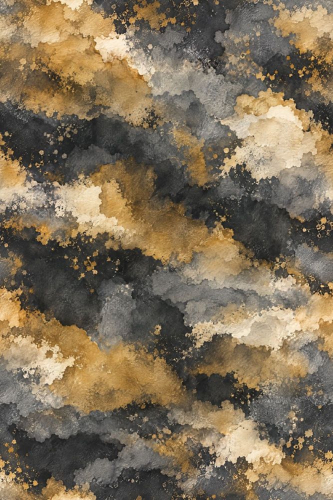 Abstract Splatter Wallpaper Black Gold Watercolor pattern artwork