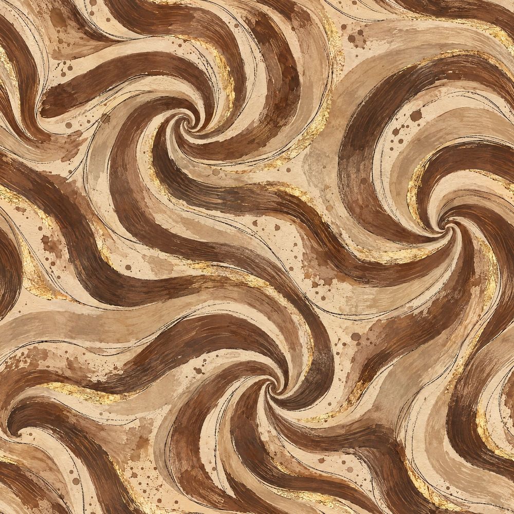 Abstract Swirl Wallpaper Brown Marble With Gold Accents pattern artwork