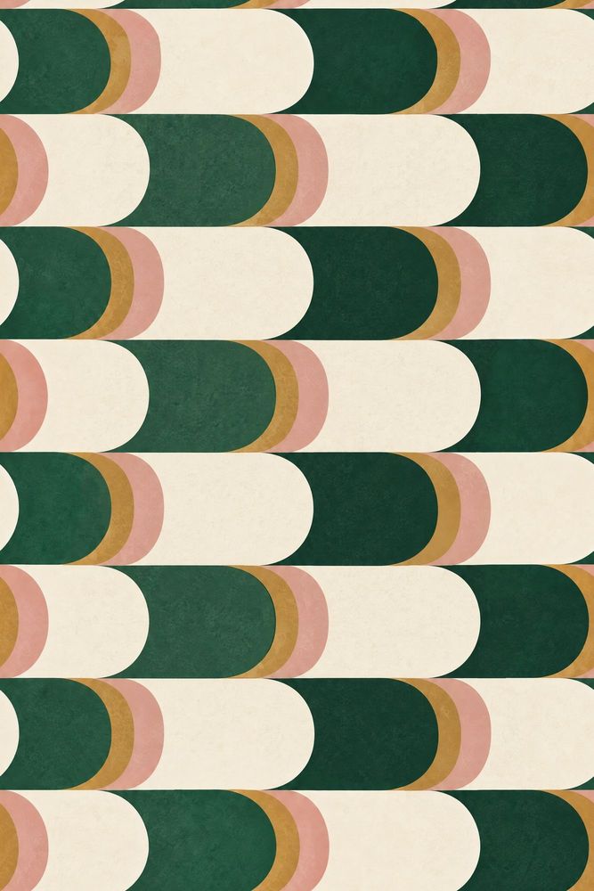 Geometric Capsule Blocks Wallpaper Emerald Green Cream Mid Century Modern pattern artwork
