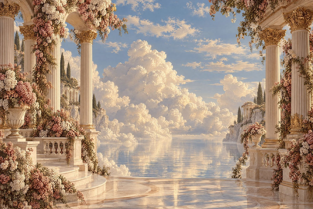 Corinthian Columns Terrace Wallpaper Romantic Villa Wall Mural pattern artwork