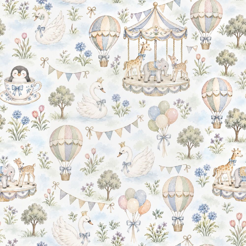 Carousel Wallpaper Watercolor Pastel Nursery Pattern pattern artwork