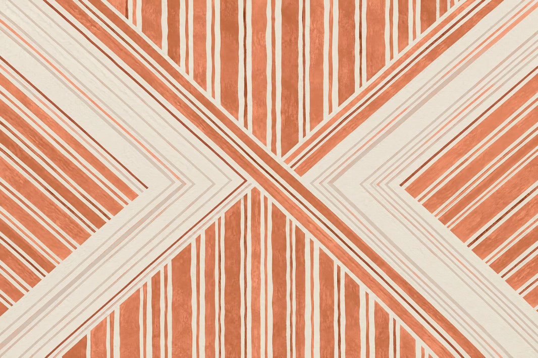 Terracotta Chevron Stripes Wallpaper Art Deco Geometry Wall Mural pattern artwork