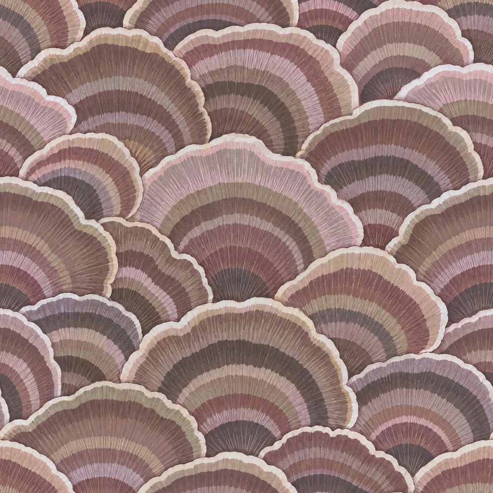Layered Fan Motif Wallpaper Art Deco Mauve Brown pattern artwork