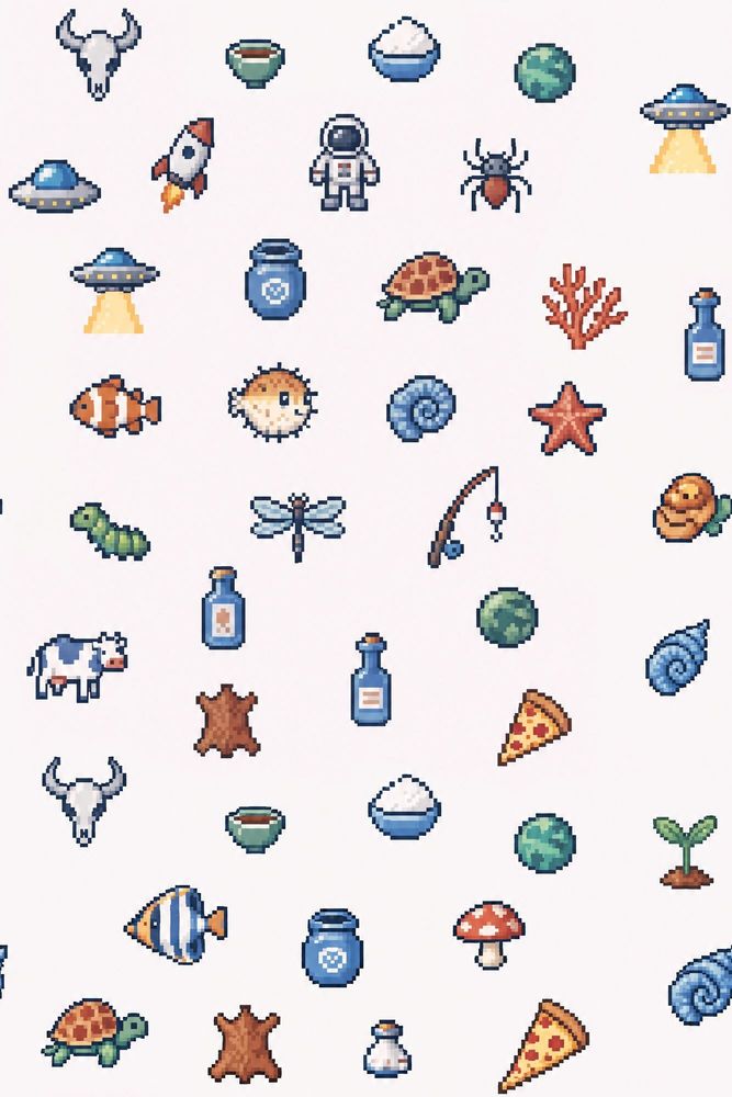 Pixel Space Icons Wallpaper White Background pattern artwork