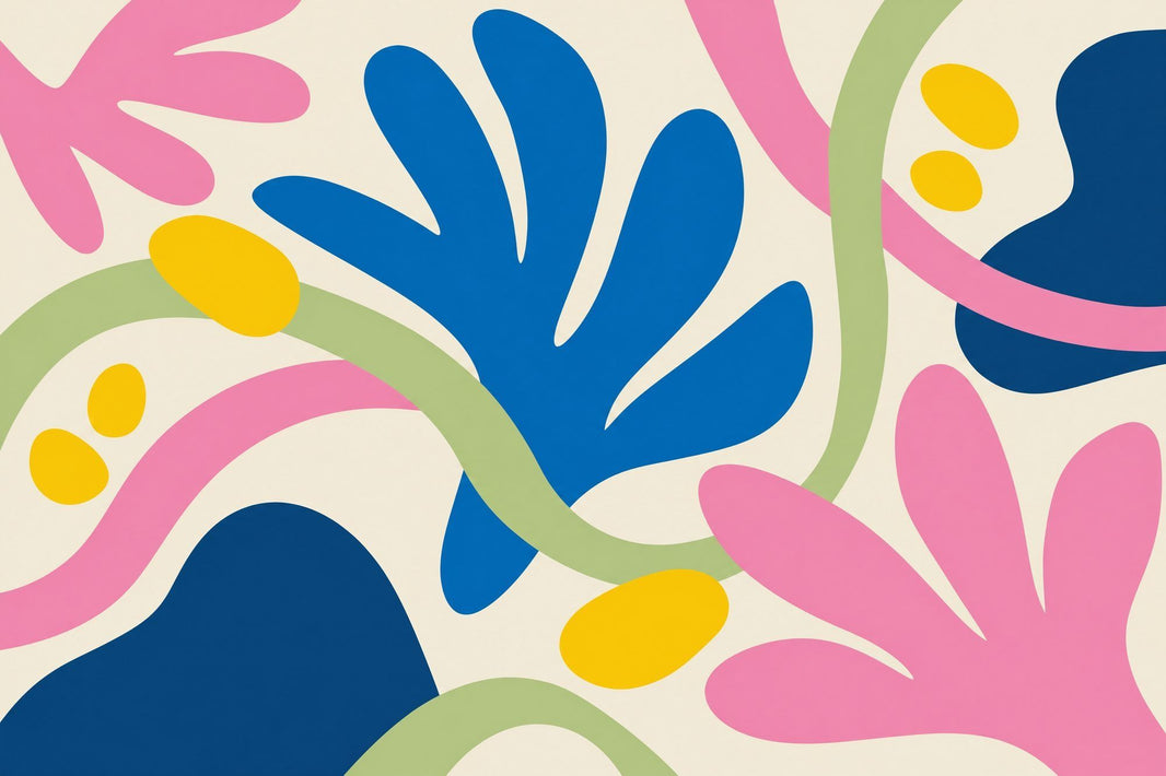 Abstract Botanical Shapes Wallpaper Colorful Organic Wall Mural pattern artwork