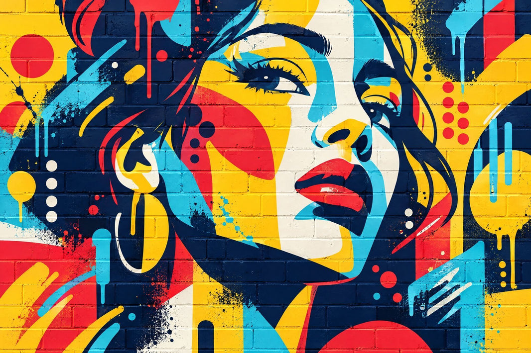 Graffiti Woman Face Portrait Wallpaper Brick Wall Texture Wall Mural pattern artwork